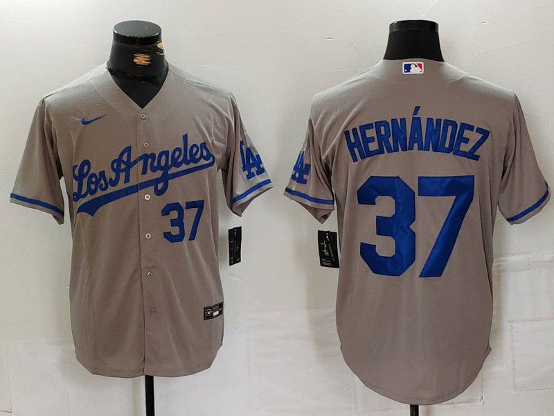 Men Los Angeles Dodgers #37 Hernandez Grey Nike Game 2024 MLB Jersey style 72410